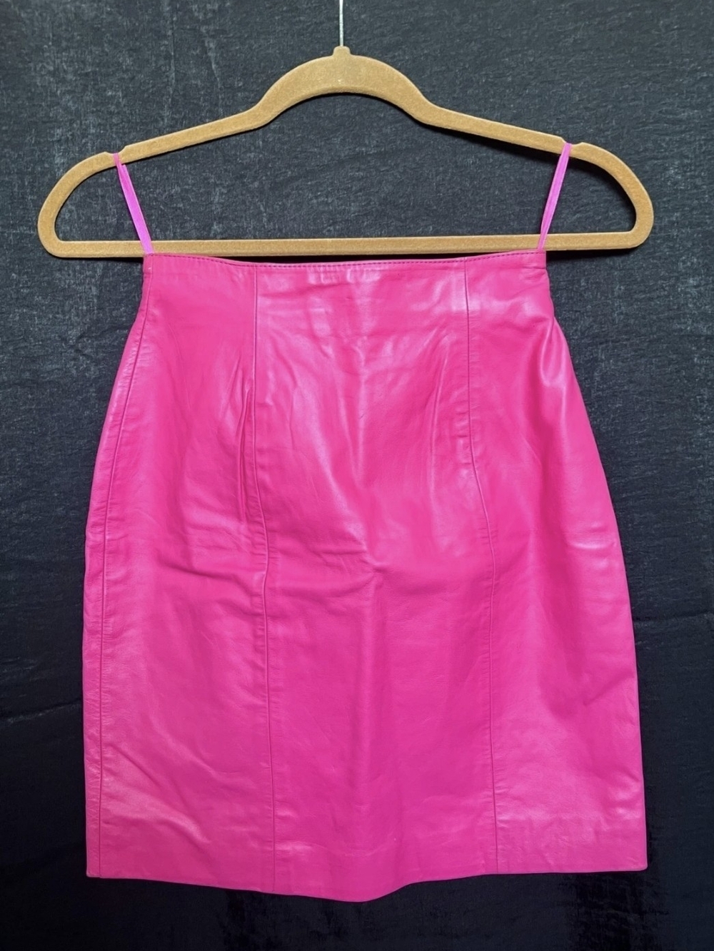 Hot Pink Leather Pencil Skirt